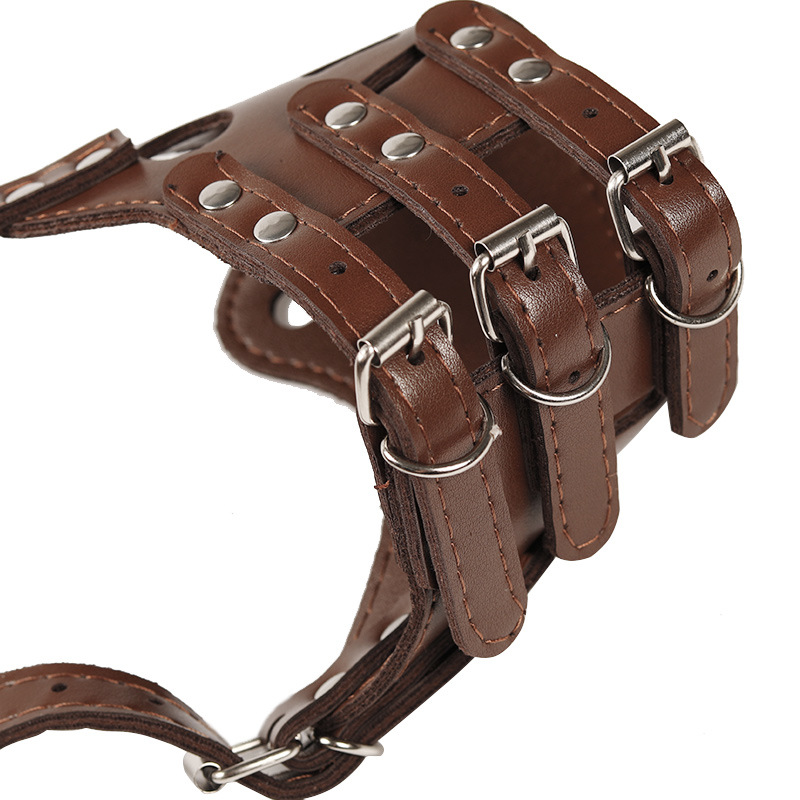 🐾 Adjustable PU Leather Dog Muzzle – Breathable, Secure & Bite-Resistant
