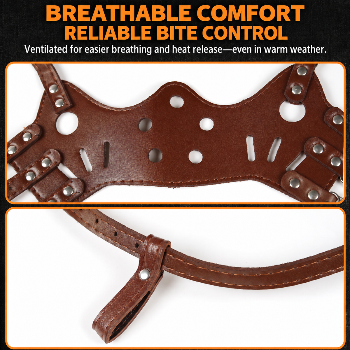 🐾 Adjustable PU Leather Dog Muzzle – Breathable, Secure & Bite-Resistant