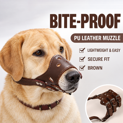 🐾 Adjustable PU Leather Dog Muzzle – Breathable, Secure & Bite-Resistant