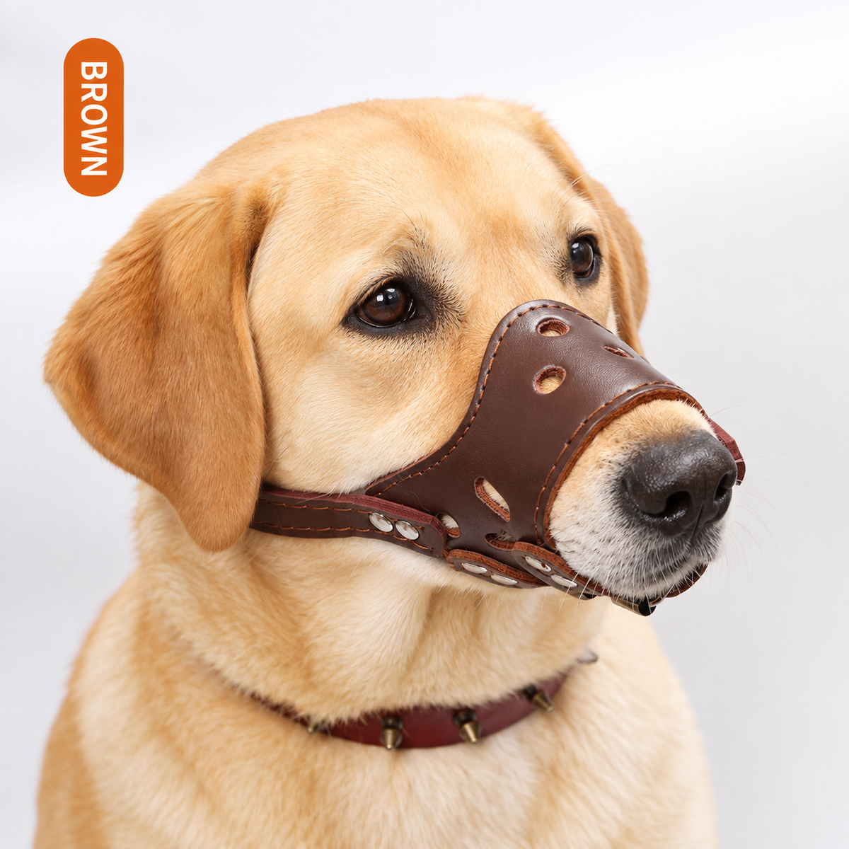 🐾 Adjustable PU Leather Dog Muzzle – Breathable, Secure & Bite-Resistant