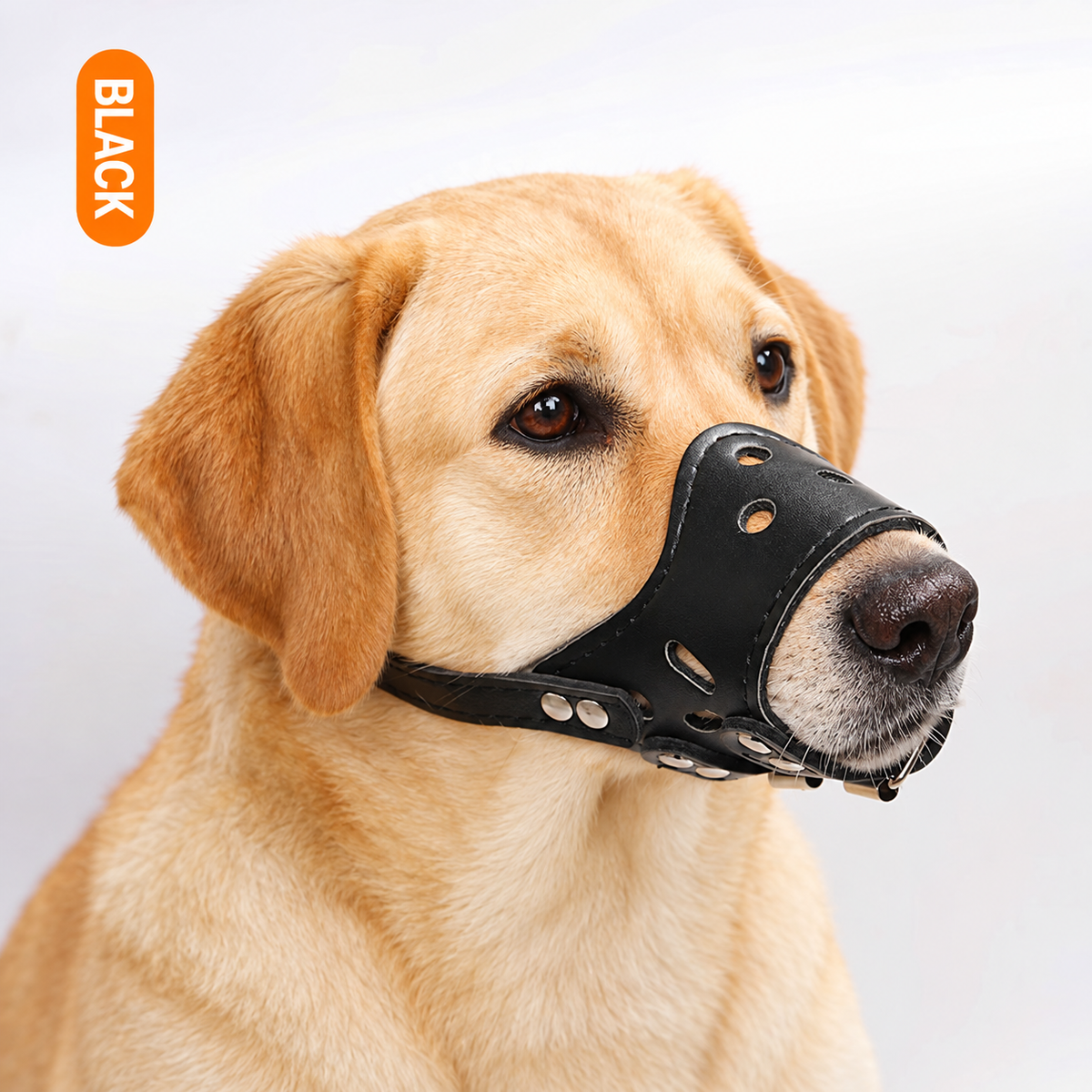 🐾 Adjustable PU Leather Dog Muzzle – Breathable, Secure & Bite-Resistant