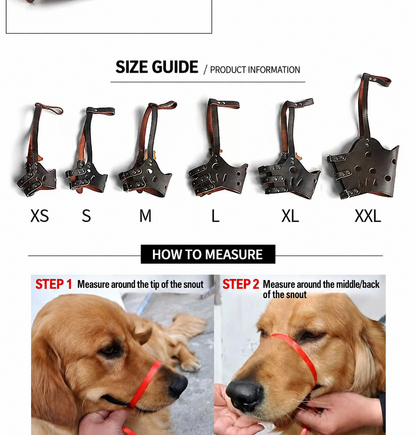🐾 Adjustable PU Leather Dog Muzzle – Breathable, Secure & Bite-Resistant