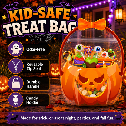 🎃 Halloween Self-Sealing Treat Bags – Pumpkin & Green Pot Candy Gift Pouches 🍬