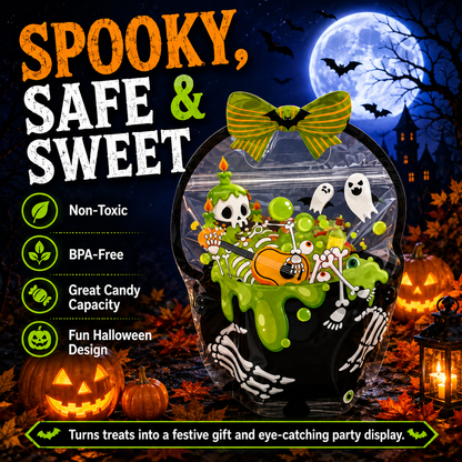 🎃 Halloween Self-Sealing Treat Bags – Pumpkin & Green Pot Candy Gift Pouches 🍬