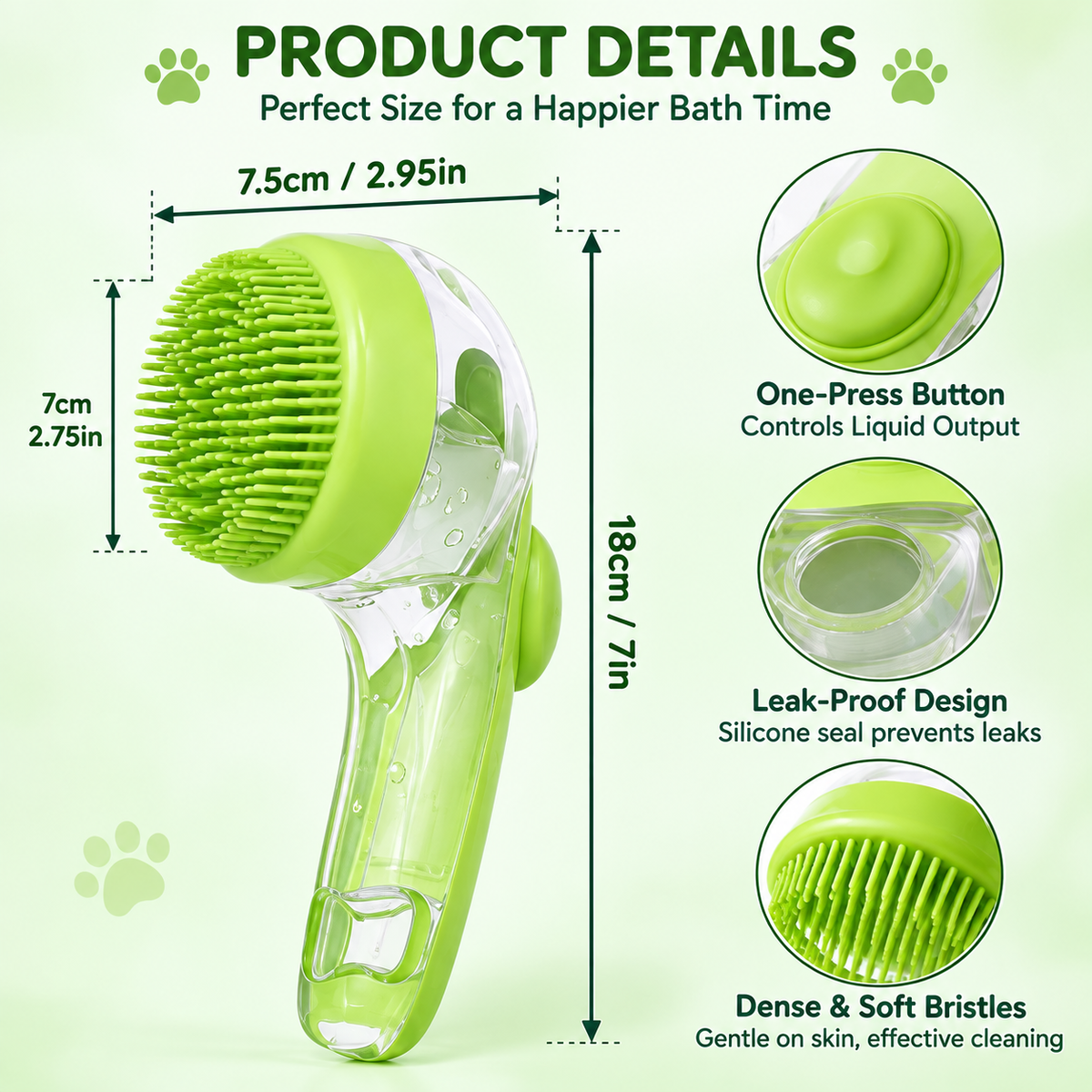 🐱2-in-1 Pet Bath Massage Brush with Shampoo Dispenser🐶